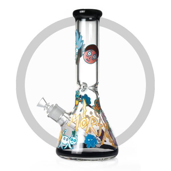 Rick And Morty Art Beaker Bong Night _ luminous Design Heady 7MM Glass Hookah Pipe