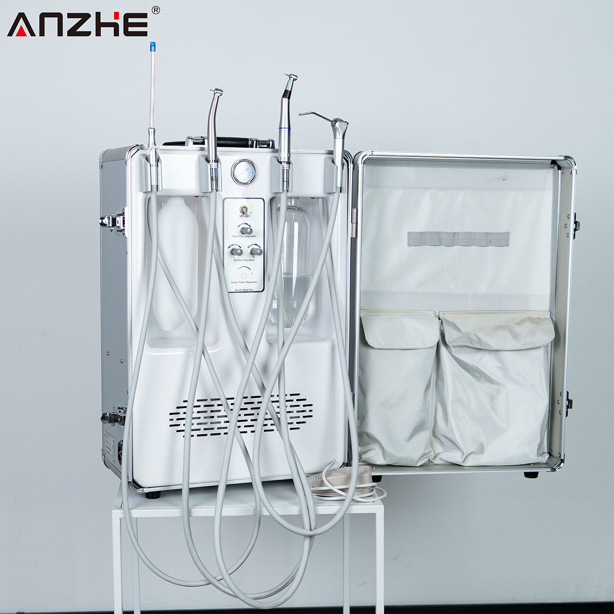 Portable Mobile Dental Unit with 550W Power 6L Stainless Steel Air Tank and 38dB Low Noise for Dental Clinics