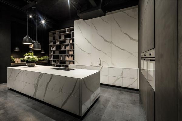 Mobília modular moderna aglomerada dos armários de cozinha dos armários da sala de família do GV da pedra