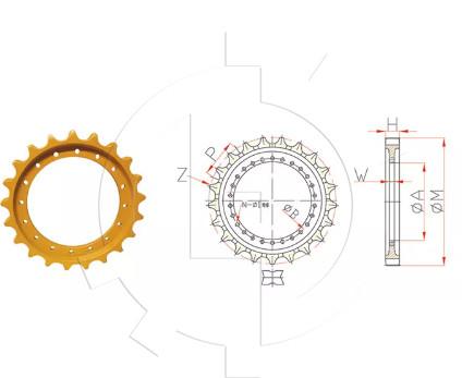 Máquina escavadora Chain Sprocket da roda dentada da movimentação das peças sobresselentes R150 da estrutura