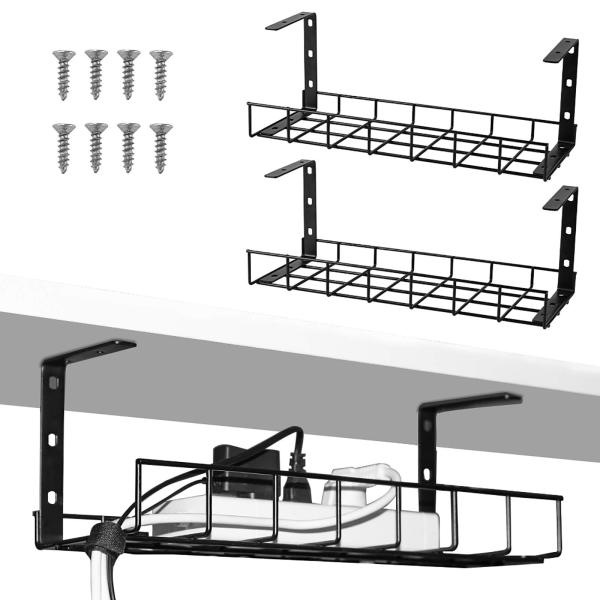 Simplifique a sua estação de trabalho com um suporte de bandeja de cabo de metal sob a mesa e amarras de cabo