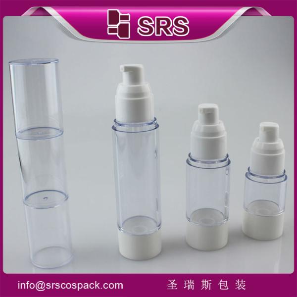 15ml 30ml 50ml airless pump bottle for lotion , most popular and elegant transparent bottle