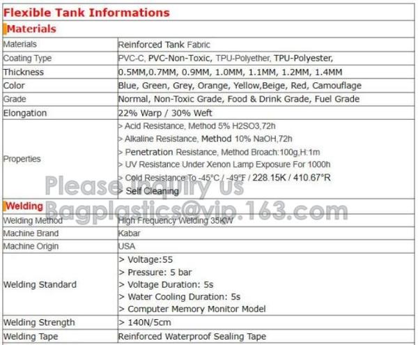 Flexible soft fabric TPU Frame Bag Bladders Water Tank Flexible Liquid Storage Fuel Pillow Tanks, Storage Transport