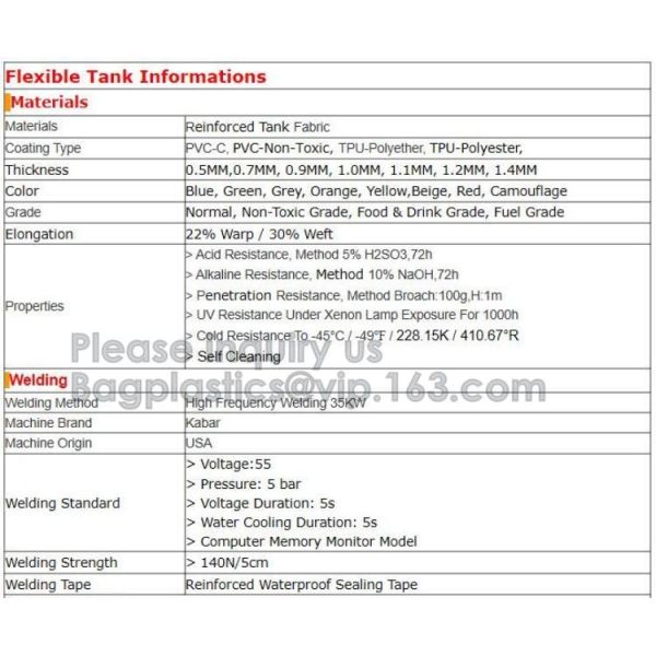 Flexible soft fabric TPU Frame Bag Bladders Water Tank Flexible Liquid Storage Fuel Pillow Tanks, Storage Transport