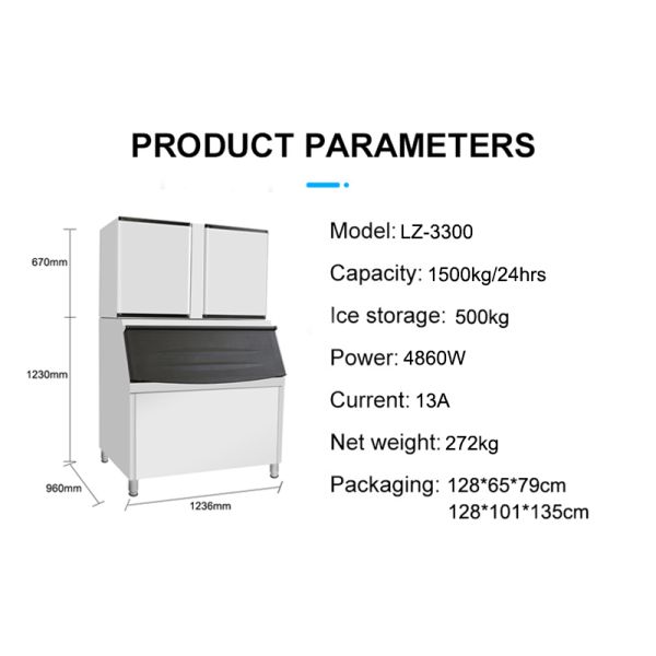 800 грамм Наполнительная мощность LZ-3300 Италия Ледяная кубическая машина для занятых ресторанов