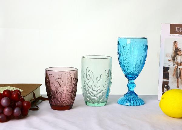 Hand Made Colored Wine Glasses 9oz Crystal Wine Goblets, Lead Free Solid Colored Drinking Glass