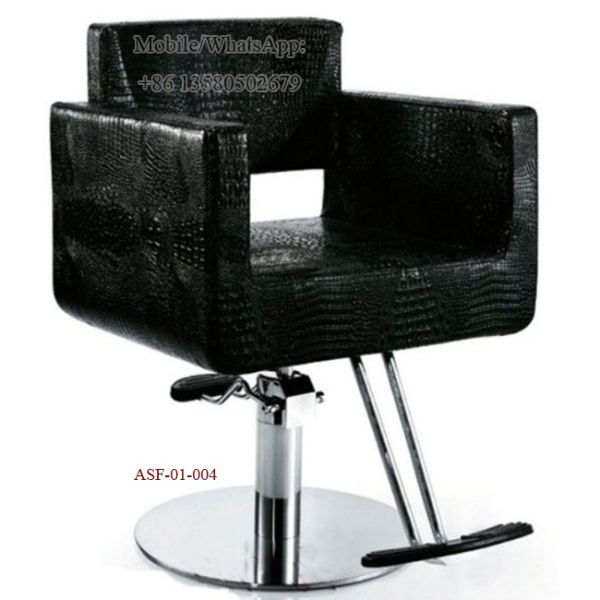 ASF-01-004 Round Shape Stainless Steel Base Black Color Hydraulic Pump Styling Chair