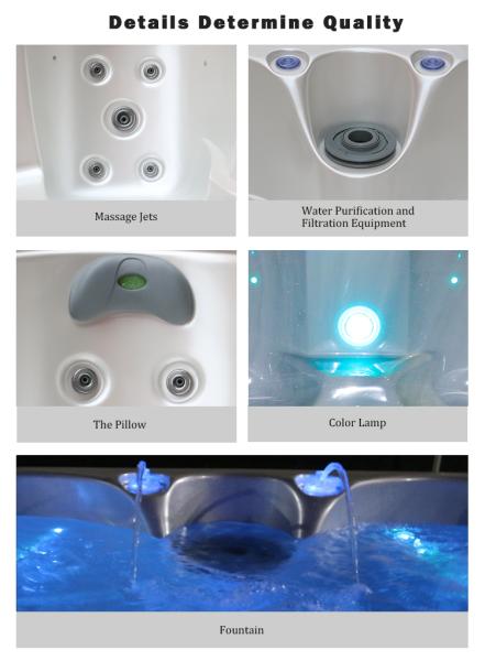 6-Person Acrylic Spa Tub with 30 Jets, 1900x1900x800mm