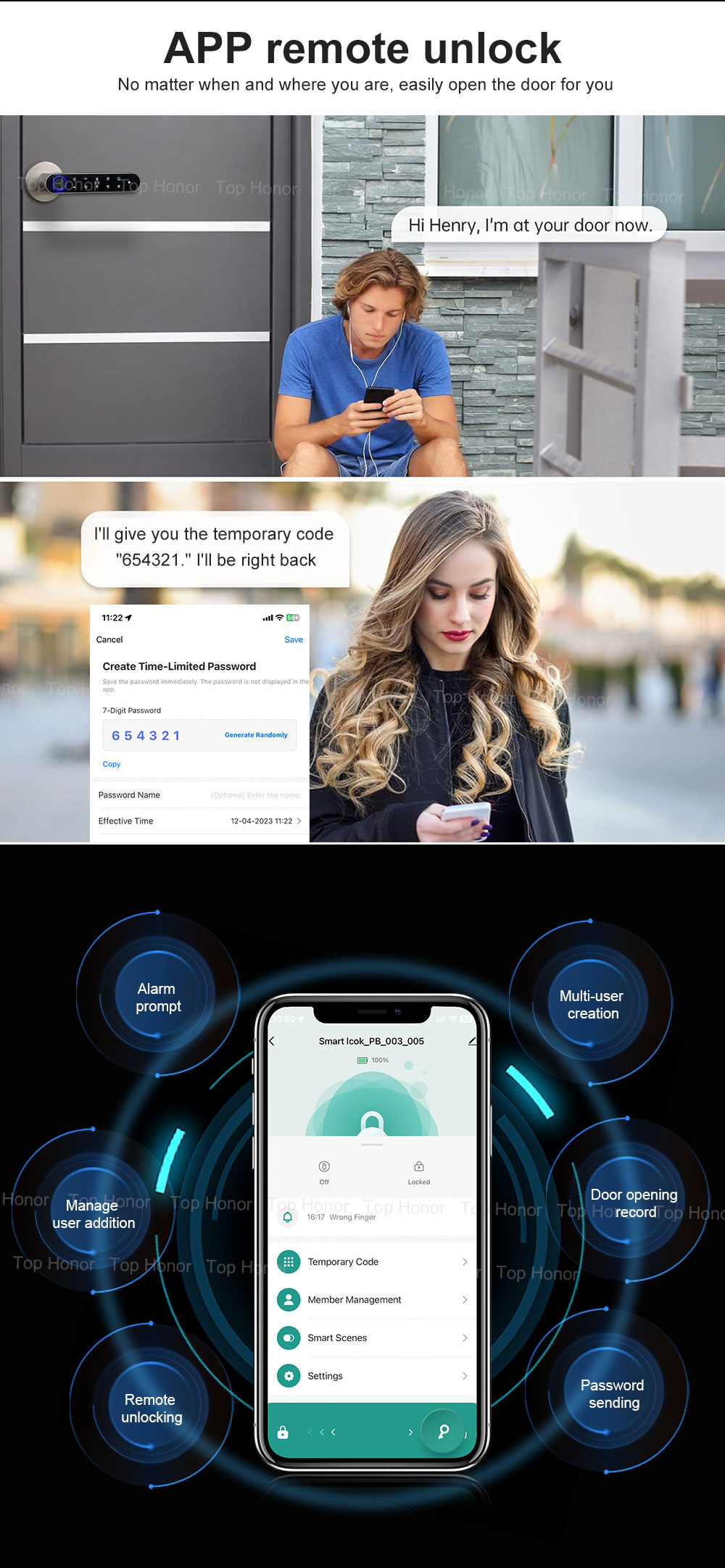 Легкая установка Tuya App Дверный замок Биометрический Bluetooth отпечаток пальца Прикосновение для дома