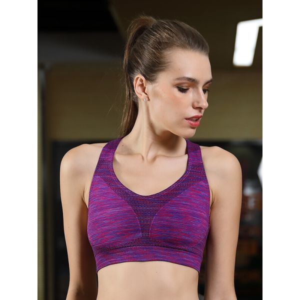 Mesh Back Yoga Crop Top Sports Bras Pullover Style With Removable Padded