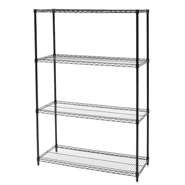 Basic 4 - Layer Kitchen Storage Racks / Black Wire Shelving Unit 42