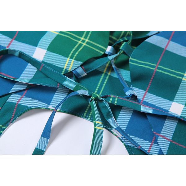 Lattice Vest Ladies Camisole Tank Tops , Open Back Strappy Blue Plaid Tank Top