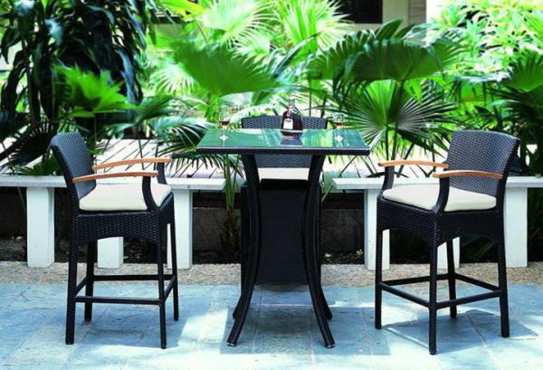 Modern Leisure Resin Wicker Bar Set For Balcony / Beach / Office