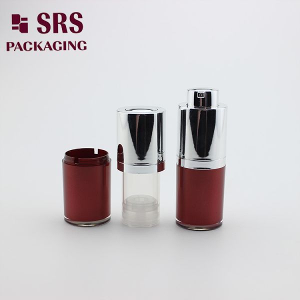 A020 airless bottle manufacturer 15ml painted red color acrylic screw up lids bottle