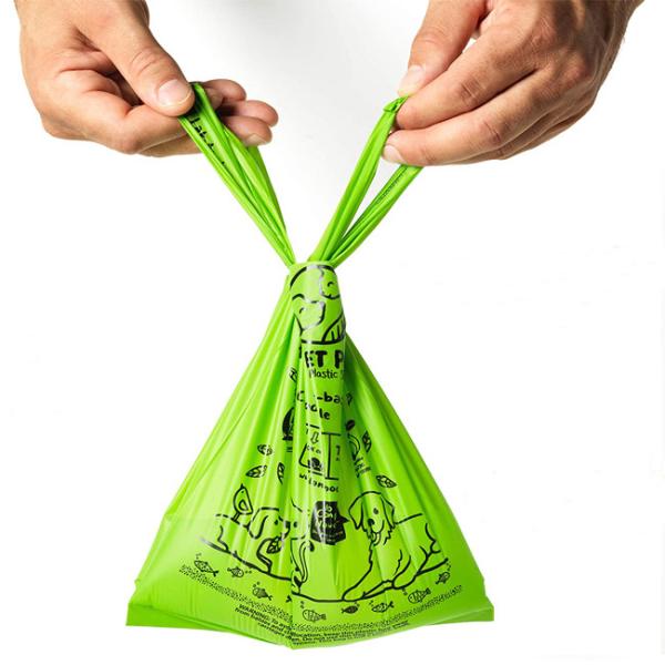 Biodegradable Compostable Dog Poop Bags Eco Friendly Tie Handle Poop Bags