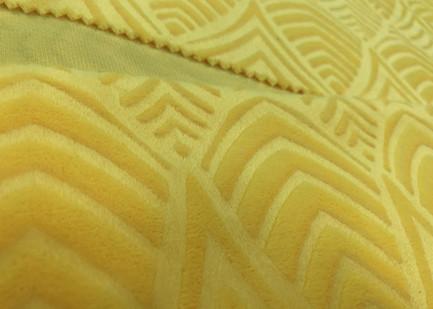 210GSM Soft 100% Polyester Embossed Pattern Micro Velvet Fabric For Home Textile - Yellow