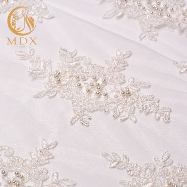 Отбортованная ткань шнурка MDX Bridal белая французская вышила ширине 140cm
