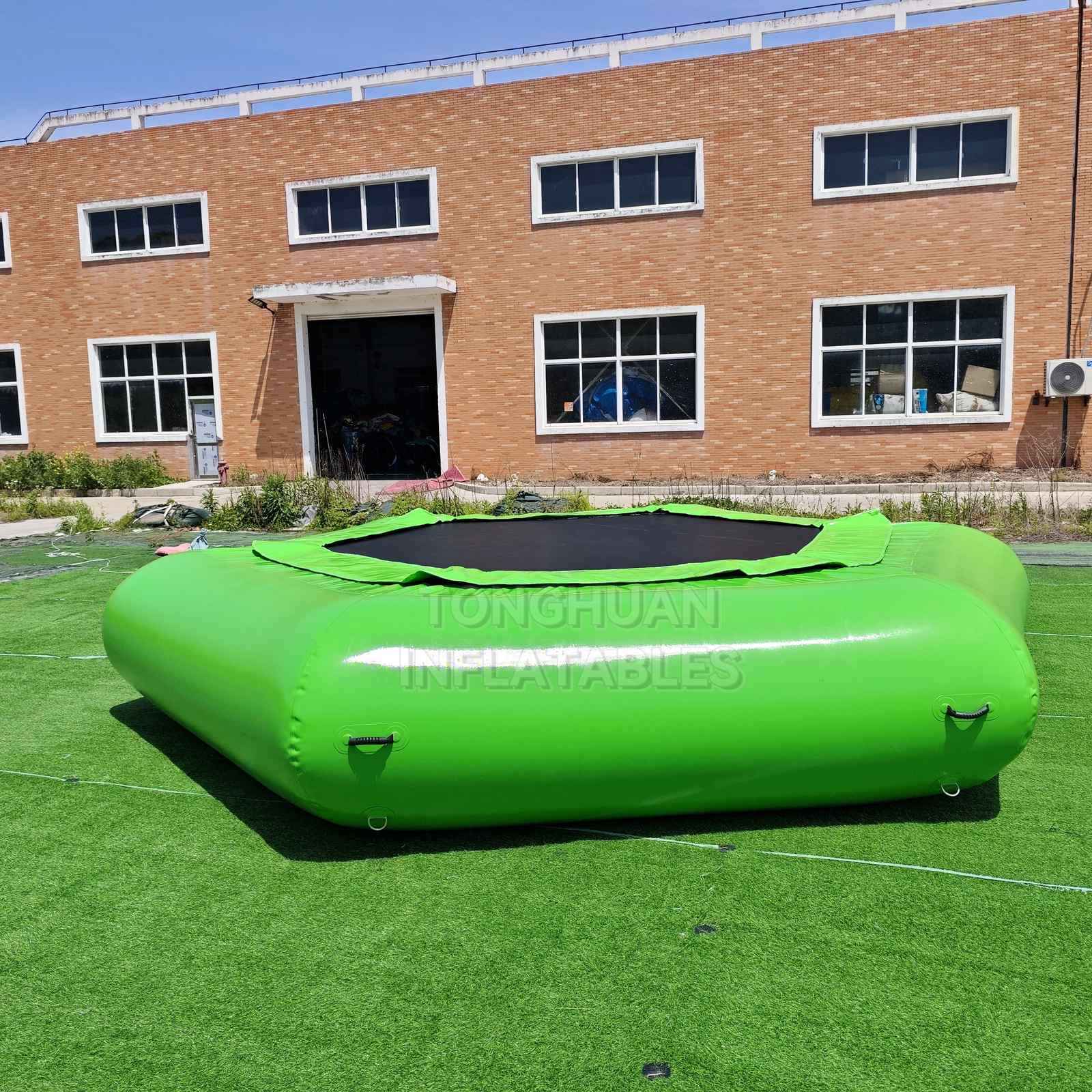 Commercial Inflatable Floating Water Trampoline with Reinforced Jumping Mat and Anchor Points for Lakes Resorts and Water Parks
