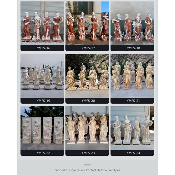 Life Size Natural Stone Garden Sculpture Four Season Goddess Marble Statue
