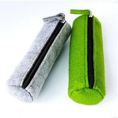 Cylindric Felt Zipper Soft Pencil Pouch Eco-Friendly Waterproof Single Layer