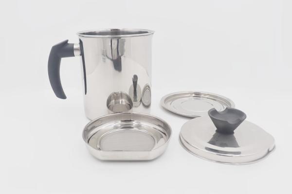 1.6L New design stainless steel cooking oil jar oil strainer pot with lid and base