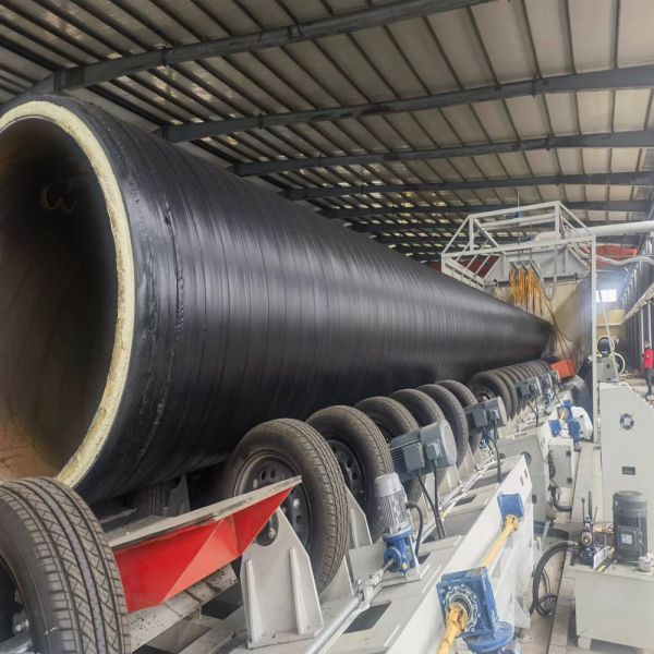 508-1620mm PUR Foam Spray & PE Wrapping Insulated Steel Pipe Production Line