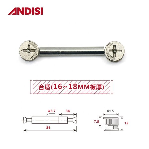 24 64MM/34 84MM Furniture Hardware Mini Fix Double Ended Bolt Connecting Dowel Steel Rod