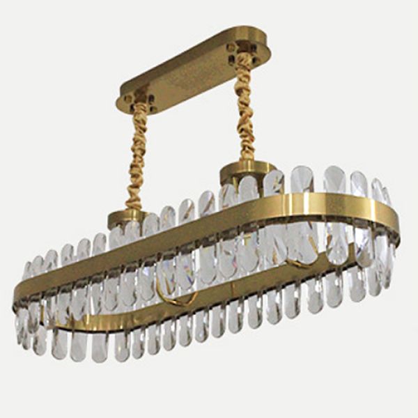 80*35*12 Round Luxurious Leather Dining Chandelier Oval LED Dropout Lamp for Restaurant