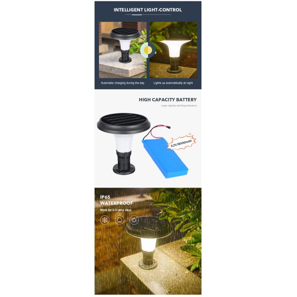 El pilar solar de la columna del jardín al aire libre del OEM enciende 150 lúmenes de a prueba de mal tiempo