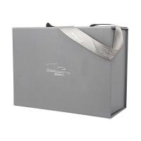 Folha feita sob encomenda de dobramento de prata luxuosa da caixa de presente que carimba Logo With Ribbon Handle