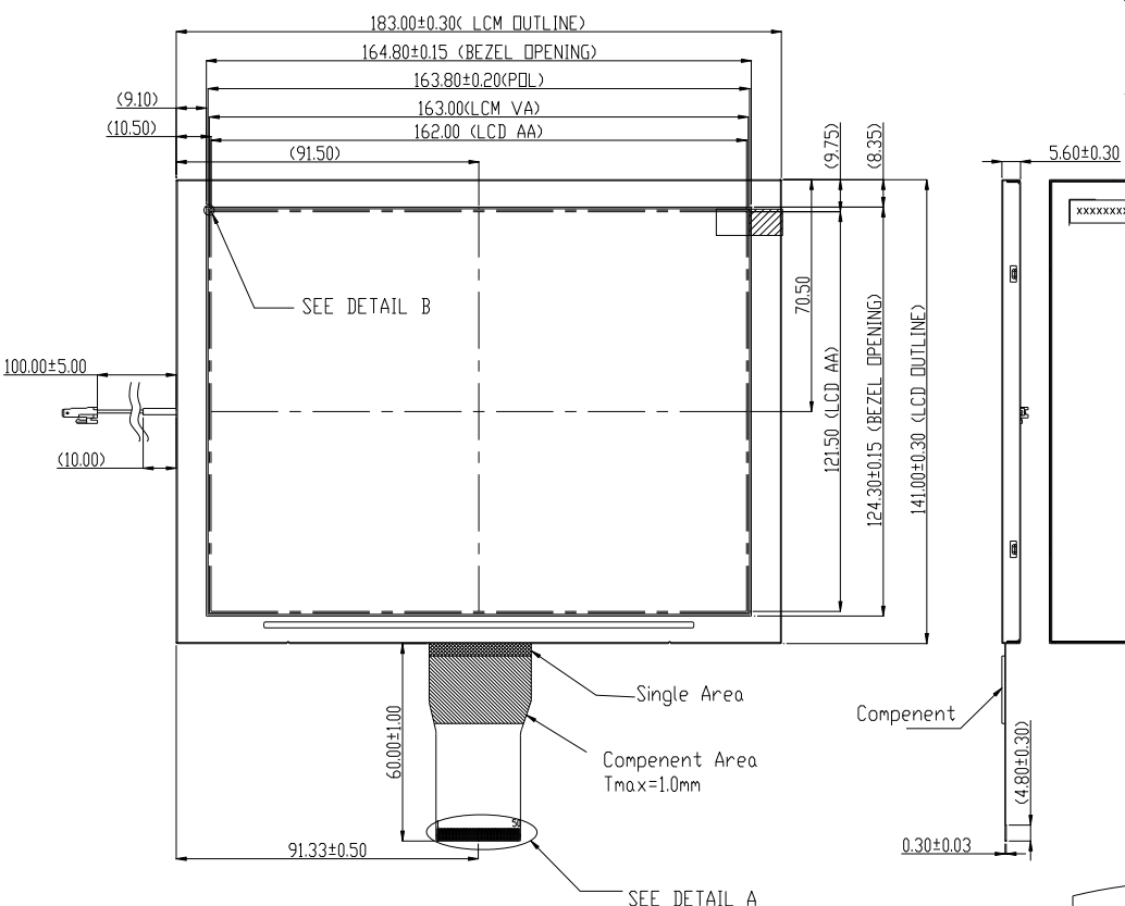 Industrial Lcd Display Module 800x600 TM080SDH01 8.0 Inch α-Si TFT