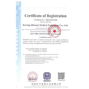 Henan Kerong Gas Equipment Co., Ltd Сертификации