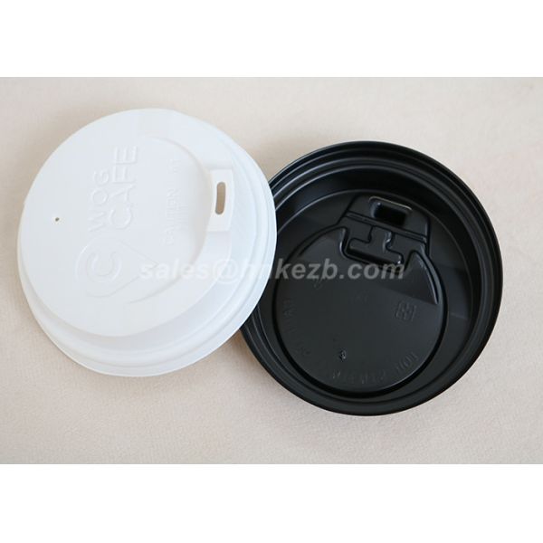 LOGO Printing 8oz Black Plastic Lids For Paper Cups / Hot Coffee Cups