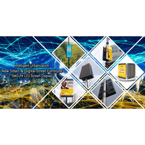 China Manufacturer Outdoor City New Smart & Digital Street Furniture Pole full color SMD P4 Led Display