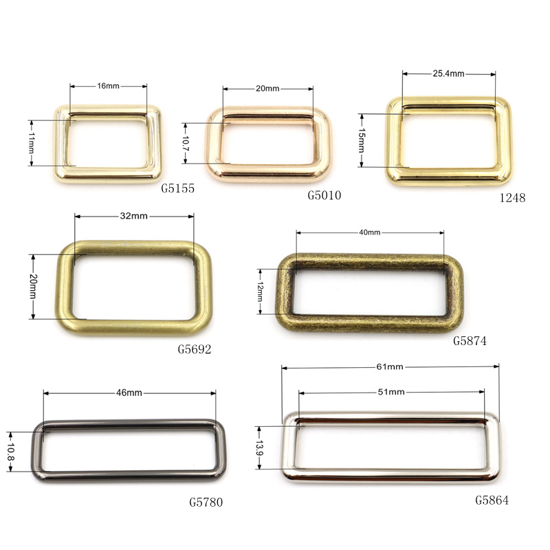 32mm Custom engraving brand logo metal rectangular buckle for bag strap