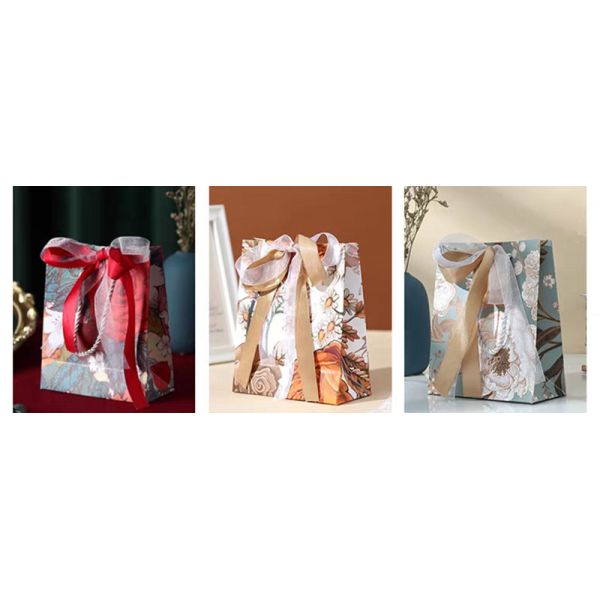 COA Ladies Hand-Held Kraft Floral Shopping Bag Flower Paper Bag Handbag