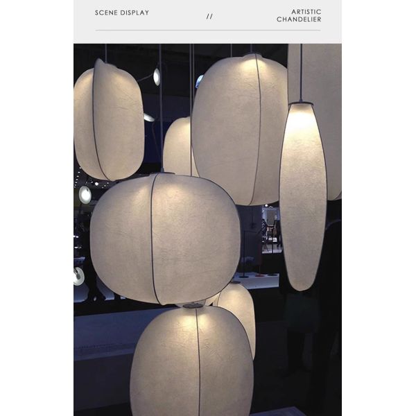 JYLIGHTING Suspension Luminaire Wabi Sabi en Soie, Lustre Personnalisé en Tissu, Magasin, Restaurant, Couloir, Centre Commercial, Lampes Décoratives
