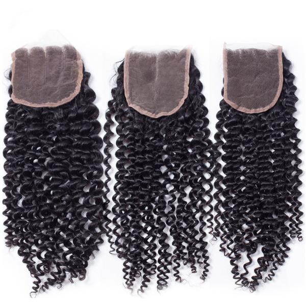 8'' Kinky Curl Middle Part 100% Brazilian Virgin Hair Lace Closure For Ladys