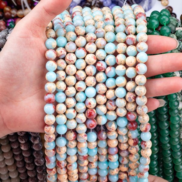 Semi Precious Stone Shoushan Stone Jasper Loose Bead Strands Snakeskin Stone for DIY Jewelry Making