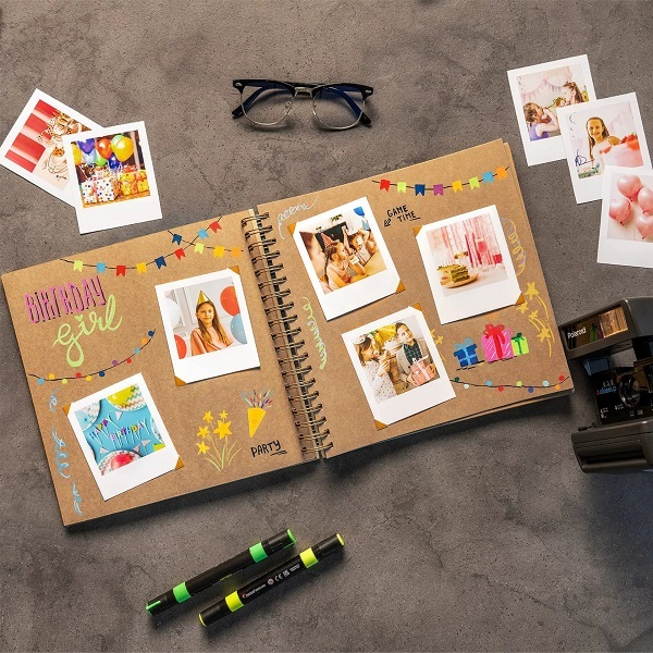 Scrapbook Photo Album With Spiral Binding And Kraft Paper For DIY Memory