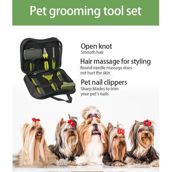 Customized Dog Brush Set Pet Cleaning Kit 6 In 1 Pet Grooming Tool