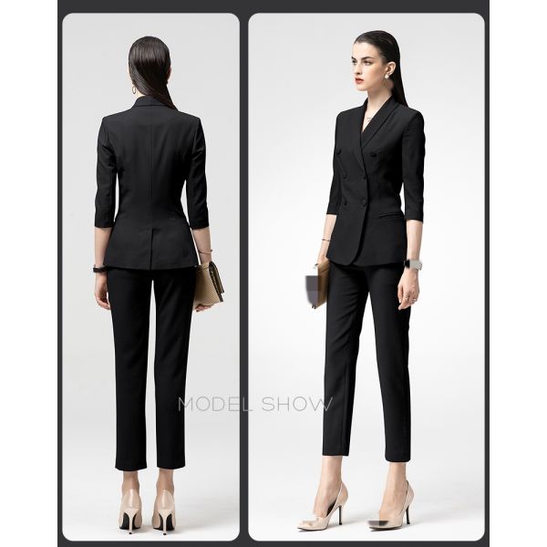 Мода на заказ хлопчатобумажный костюм с двойной грудью одежда брюки для женщин дамы офисные костюмы