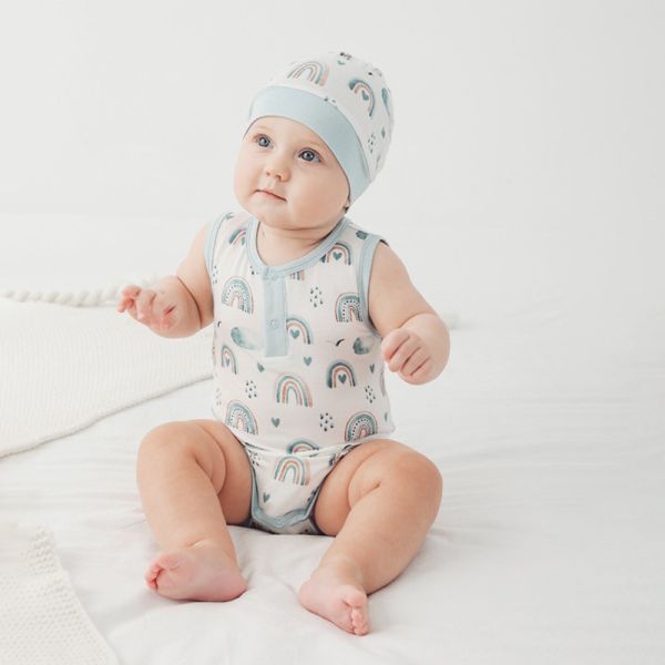 Summer Printing Bamboo Fiber Baby Rompers Sleeveless Newborn Clothes Snap Buttons Unisex Infant Sleepers