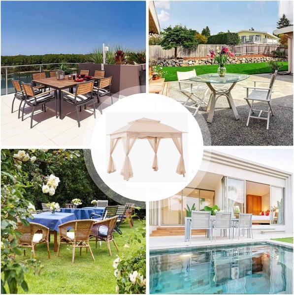 Pop Up Gazebo Mosquito Nettings, Outdoor Canopy Shelter Garden Lawn Backyard, Patio Cover Outdoor Gazebo Pergol