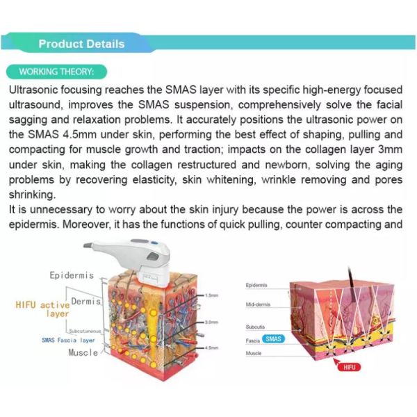 машина хифу 3Д 808нм ултерапы извлекает морщинки улучшая цвет лица кожи