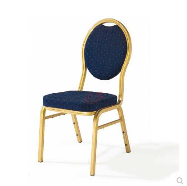 YLX-6085 Golden Aluminium/Steel Stackable Round Back Blue Banquet Dining Chair