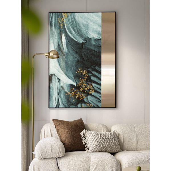 Dark Green Metallic Sandstone Painting Hotel Lobby Commercial Interior Mural