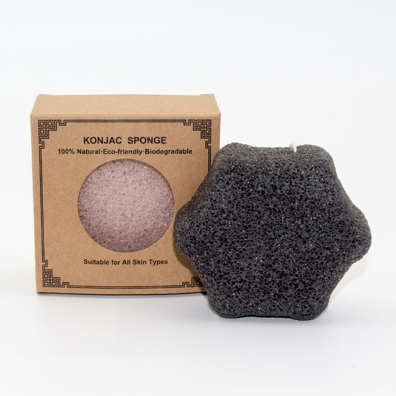 губка шестиугольника 7g лицевая Konjac очищая с бамбуковым углем