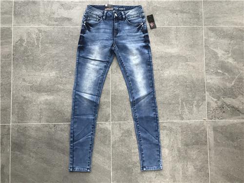 Mid Mottled Wash Stretch Knit Denim Jeans With Matt Silver Trim TW78484