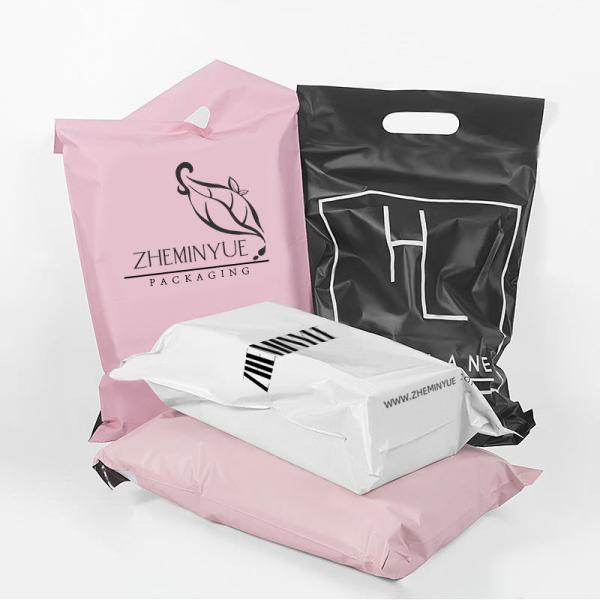 Custom Print Poly Mailer Bag Moisture Proof Clothing Shipping Bags Lightweight With Handle
